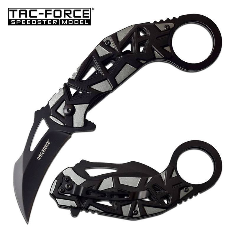 5" Black Blade Gray Tactical EDC Spring Assisted Karambit Folding Knife - Tophatter's Army Products & Self Defense Collectible Weapons - Tophatter Daily Deals
